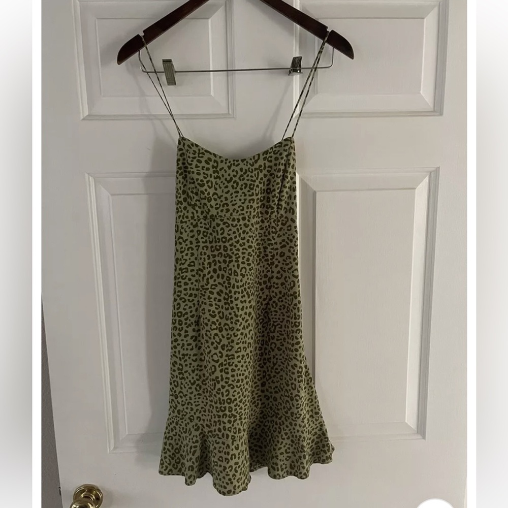Zara green leopard cheetah print mini dress